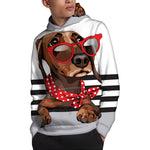 Dachshund With Red Sunglasses Print Pullover Hoodie