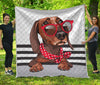 Dachshund With Red Sunglasses Print Quilt