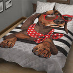 Dachshund With Red Sunglasses Print Quilt Bed Set