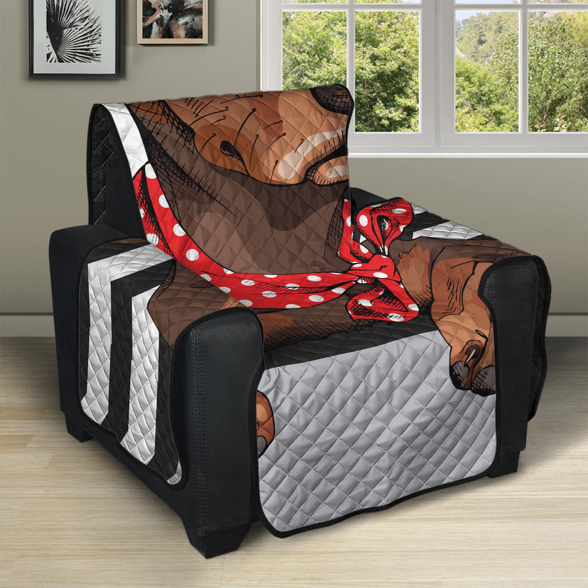 Dachshund With Red Sunglasses Print Recliner Protector