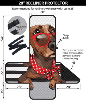 Dachshund With Red Sunglasses Print Recliner Protector