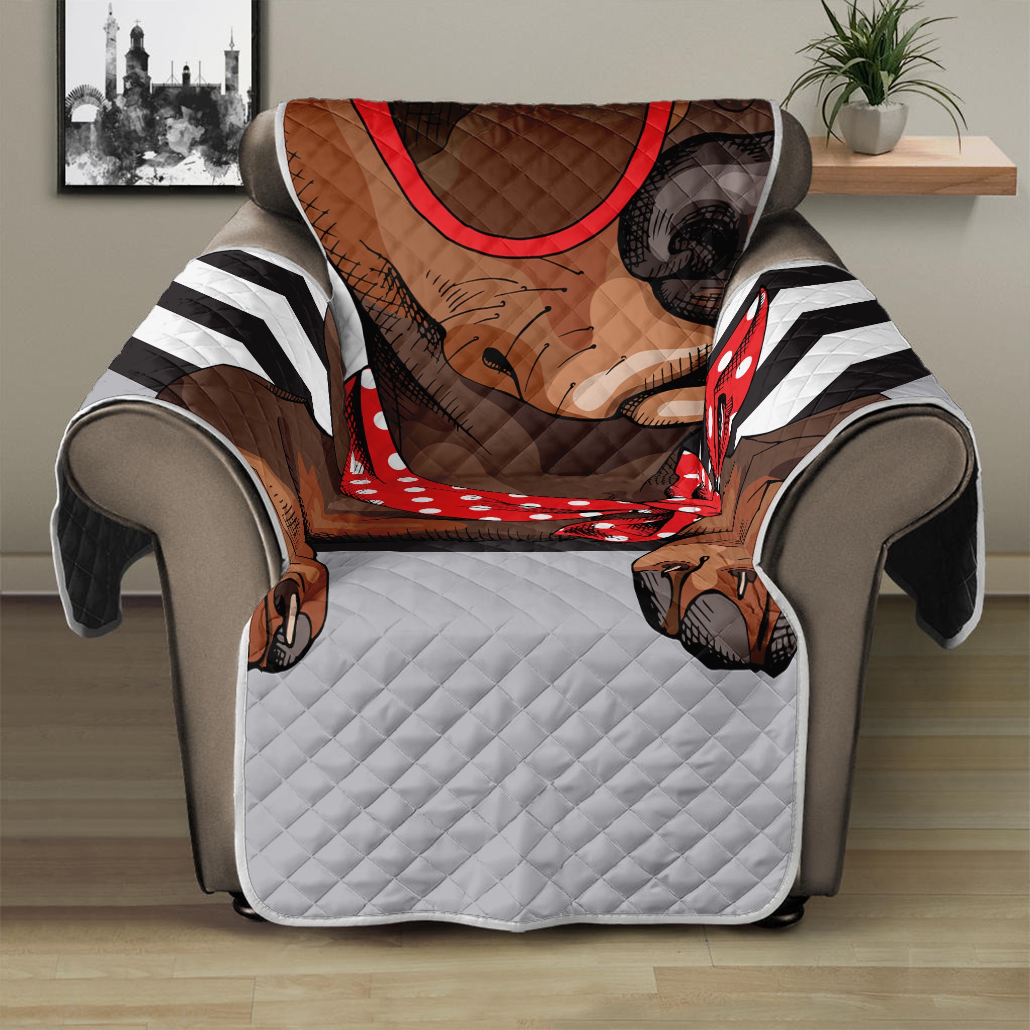 Dachshund With Red Sunglasses Print Recliner Protector