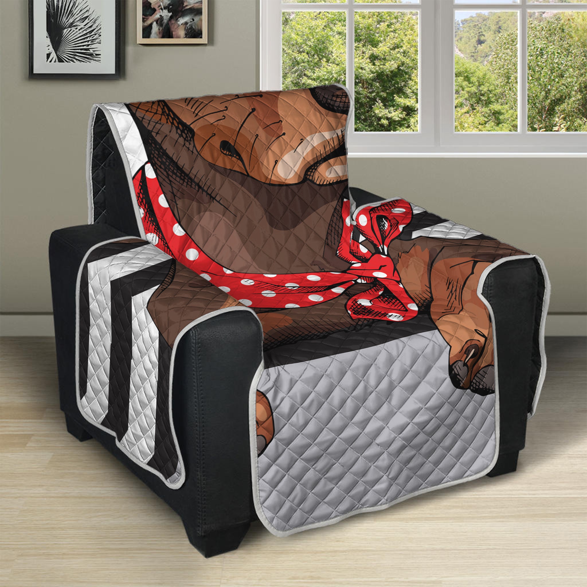 Dachshund With Red Sunglasses Print Recliner Protector