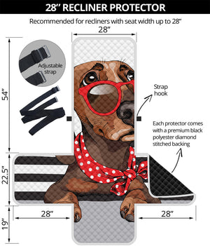 Dachshund With Red Sunglasses Print Recliner Protector