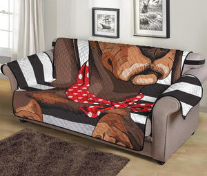 Dachshund With Red Sunglasses Print Sofa Protector