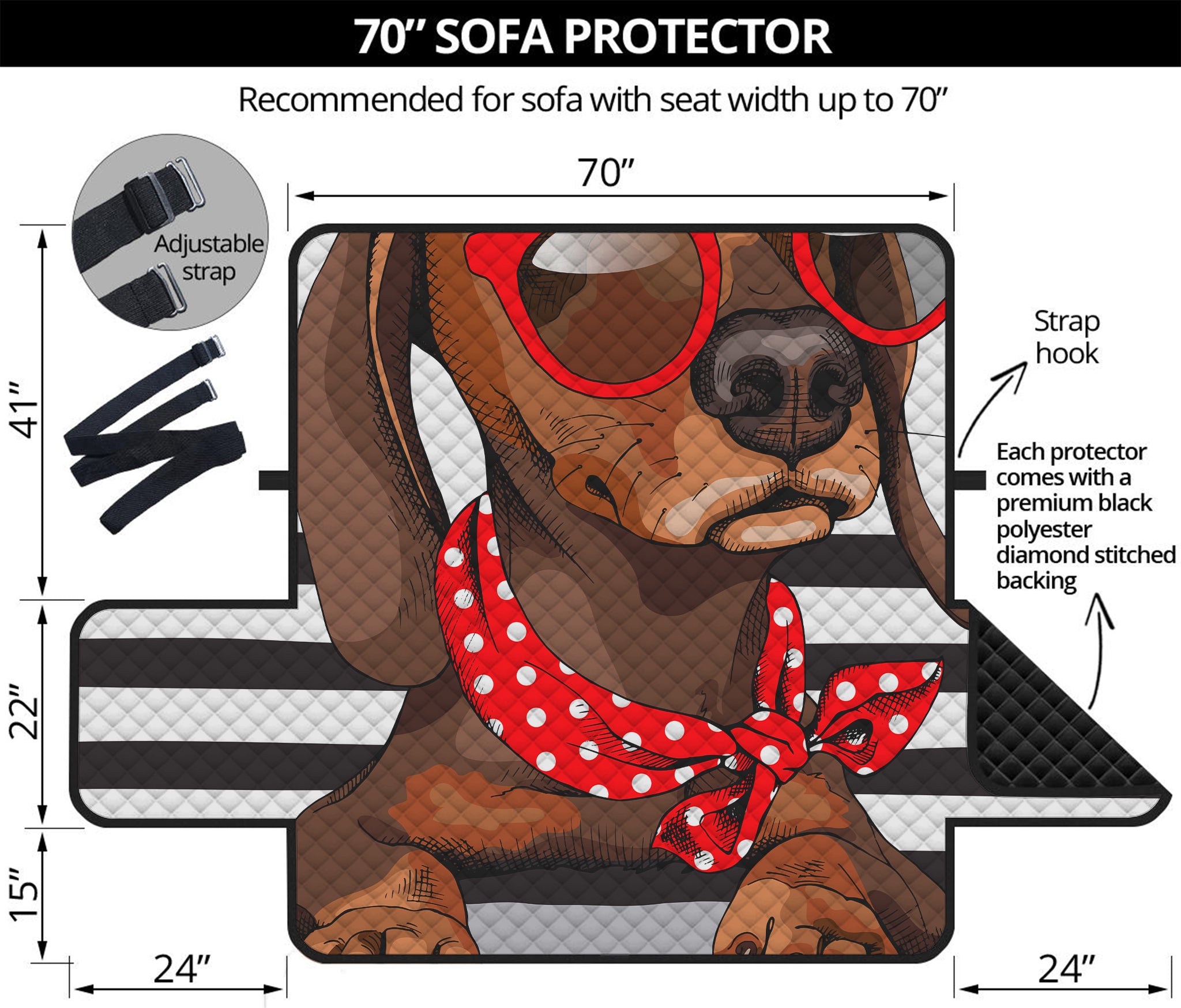 Dachshund With Red Sunglasses Print Sofa Protector