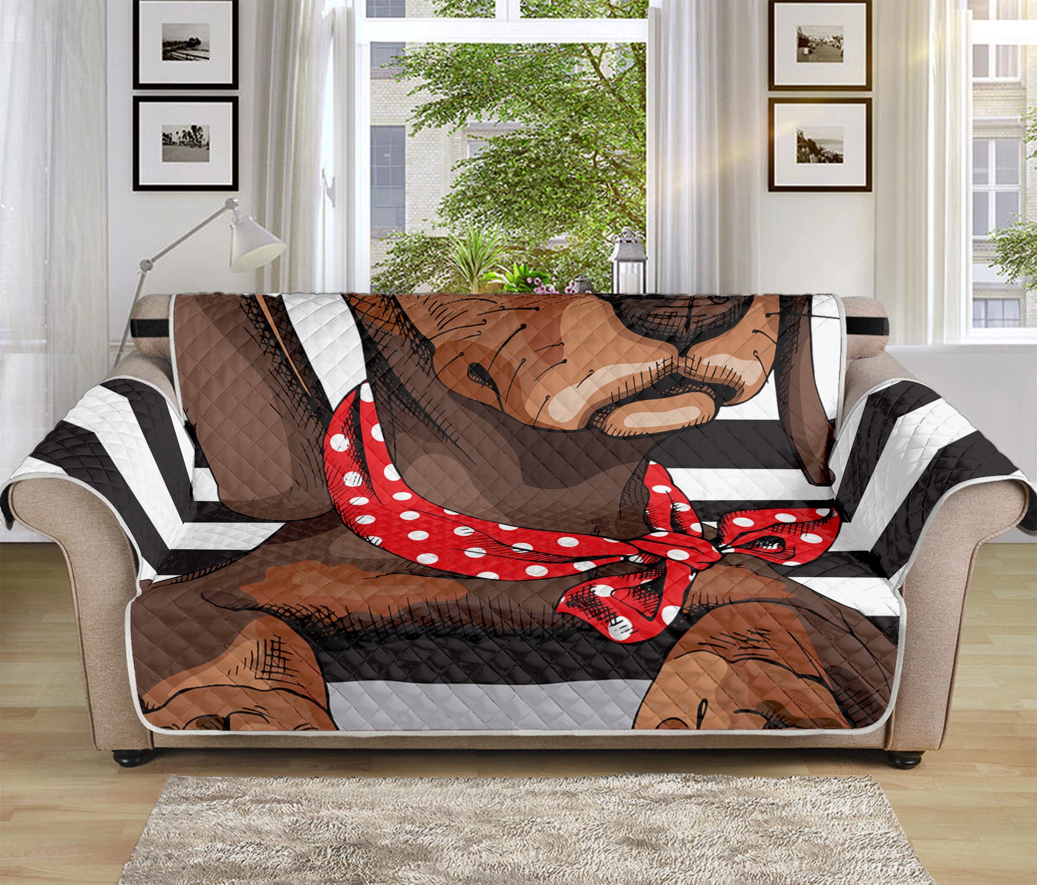 Dachshund With Red Sunglasses Print Sofa Protector