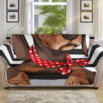 Dachshund With Red Sunglasses Print Sofa Protector