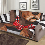 Dachshund With Red Sunglasses Print Sofa Protector