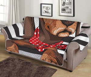 Dachshund With Red Sunglasses Print Sofa Protector