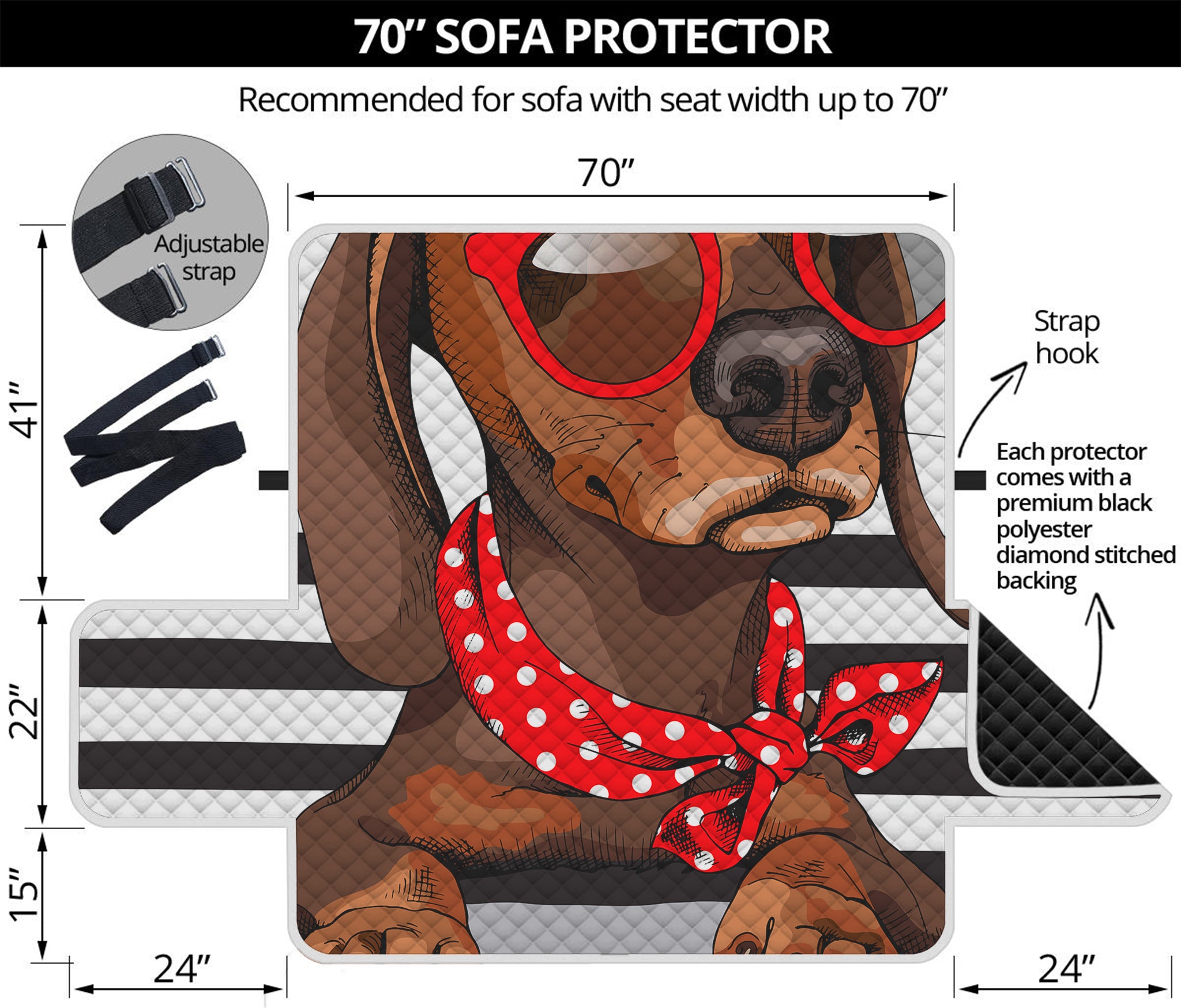 Dachshund With Red Sunglasses Print Sofa Protector