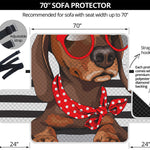 Dachshund With Red Sunglasses Print Sofa Protector