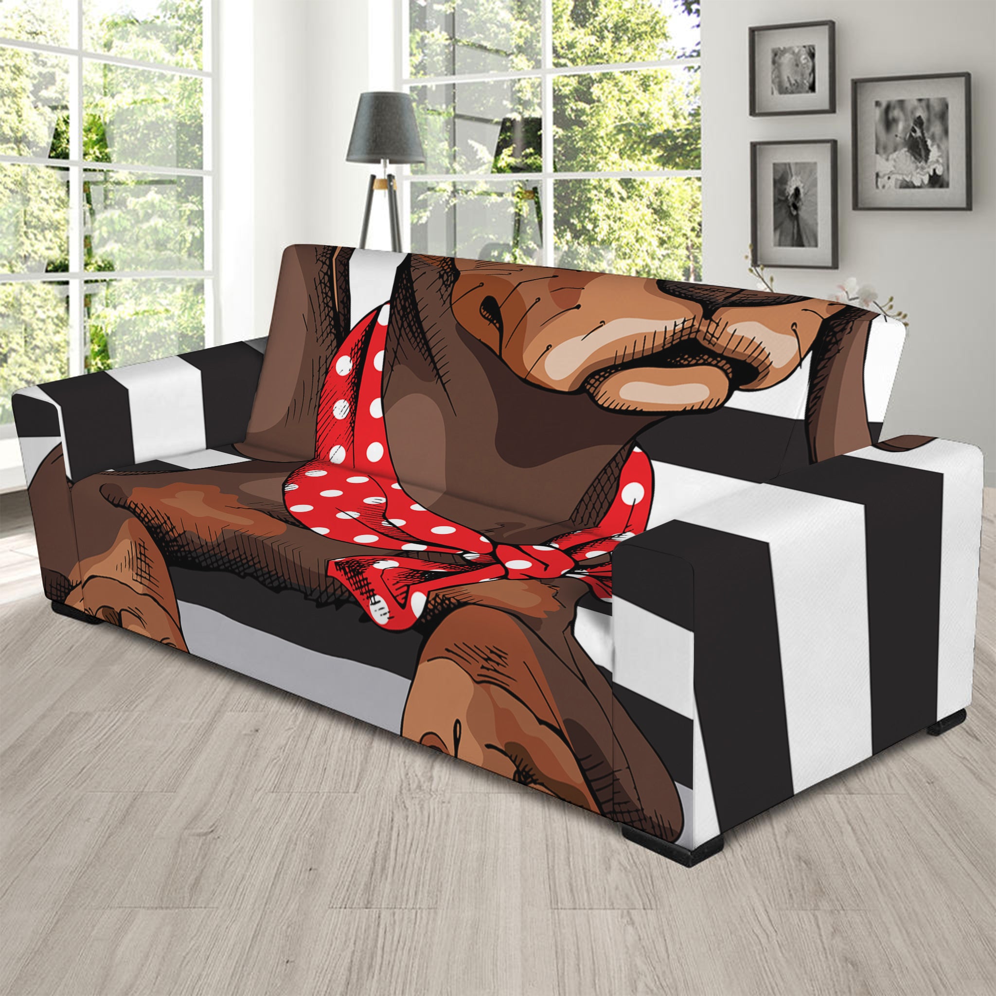 Dachshund With Red Sunglasses Print Sofa Slipcover