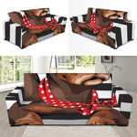 Dachshund With Red Sunglasses Print Sofa Slipcover