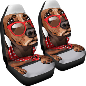 Dachshund With Red Sunglasses Print Universal Fit Car Seat Covers