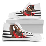 Dachshund With Red Sunglasses Print White High Top Shoes