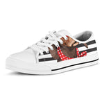 Dachshund With Red Sunglasses Print White Low Top Shoes