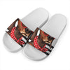 Dachshund With Red Sunglasses Print White Slide Sandals