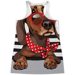 Dachshund With Red Sunglasses Print Women's Racerback Tank Top