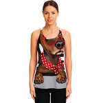 Dachshund With Red Sunglasses Print Women's Racerback Tank Top