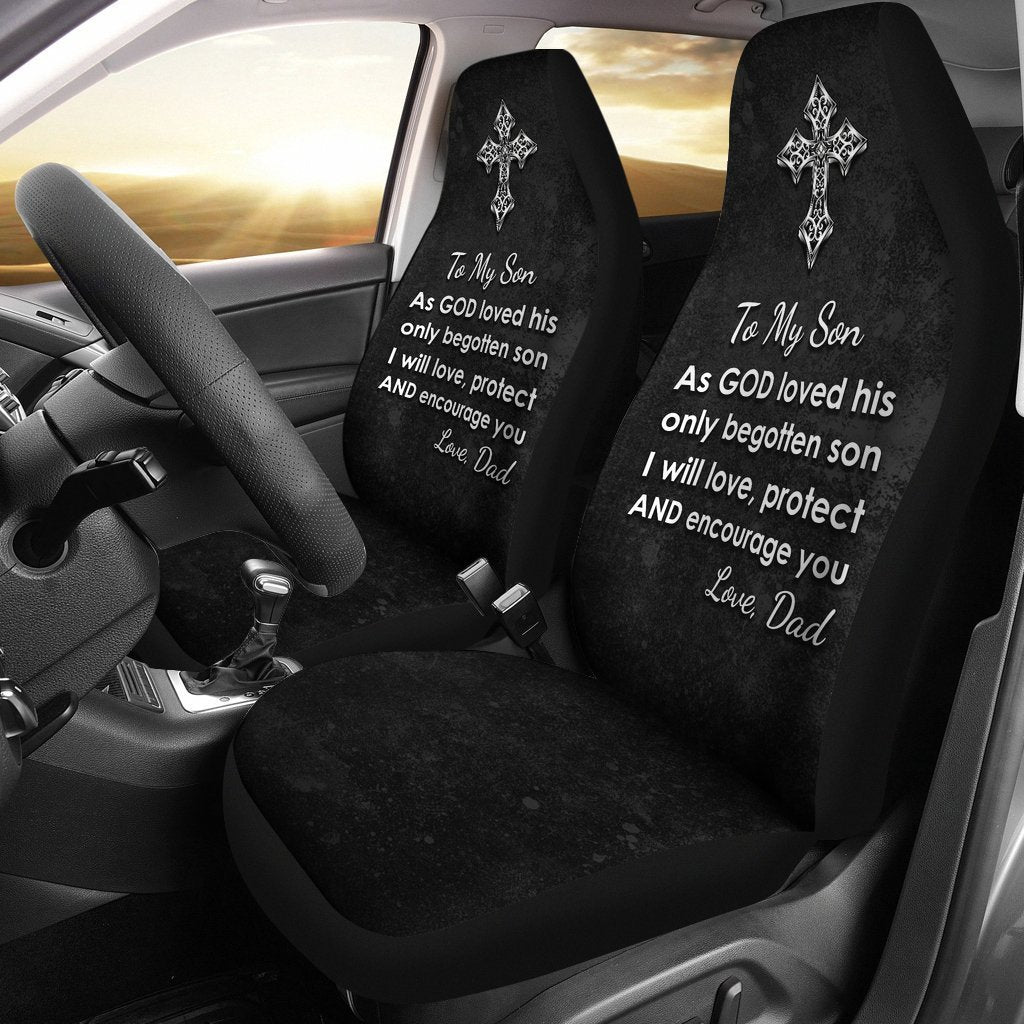 Dad to Son Love Protect and Encourage Universal Fit Car Seat Covers GearFrost