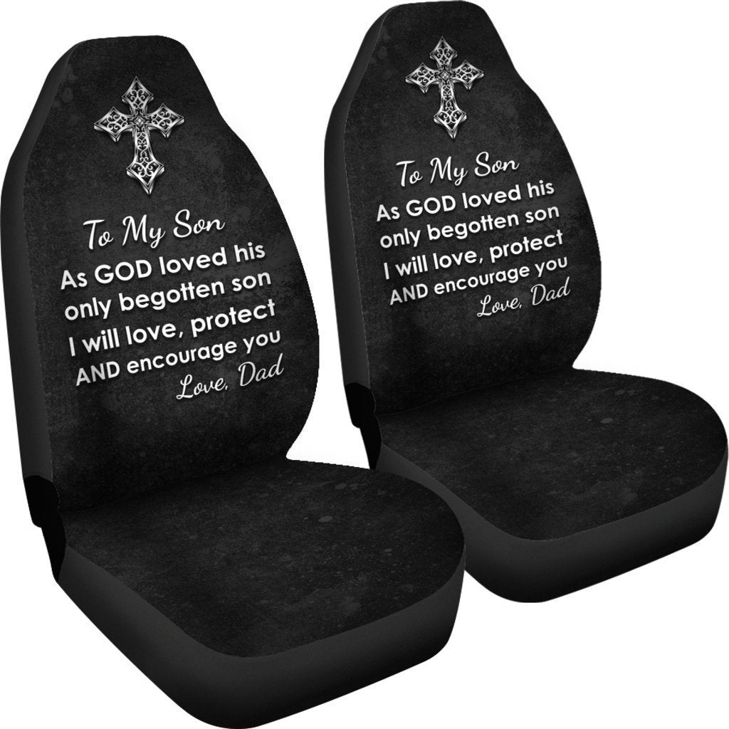 Dad to Son Love Protect and Encourage Universal Fit Car Seat Covers GearFrost