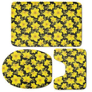 Daffodil And Mimosa Pattern Print 3 Piece Bath Mat Set