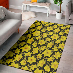 Daffodil And Mimosa Pattern Print Area Rug