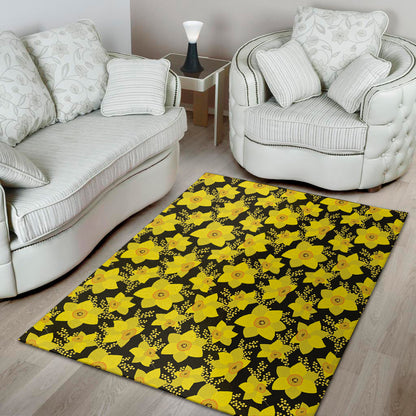 Daffodil And Mimosa Pattern Print Area Rug