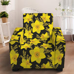 Daffodil And Mimosa Pattern Print Armchair Slipcover