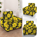 Daffodil And Mimosa Pattern Print Armchair Slipcover