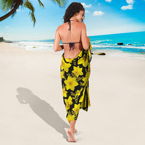 Daffodil And Mimosa Pattern Print Beach Sarong Wrap
