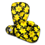 Daffodil And Mimosa Pattern Print Boxing Gloves