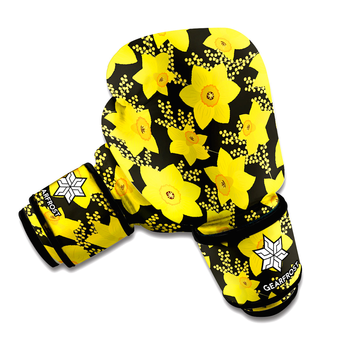 Daffodil And Mimosa Pattern Print Boxing Gloves