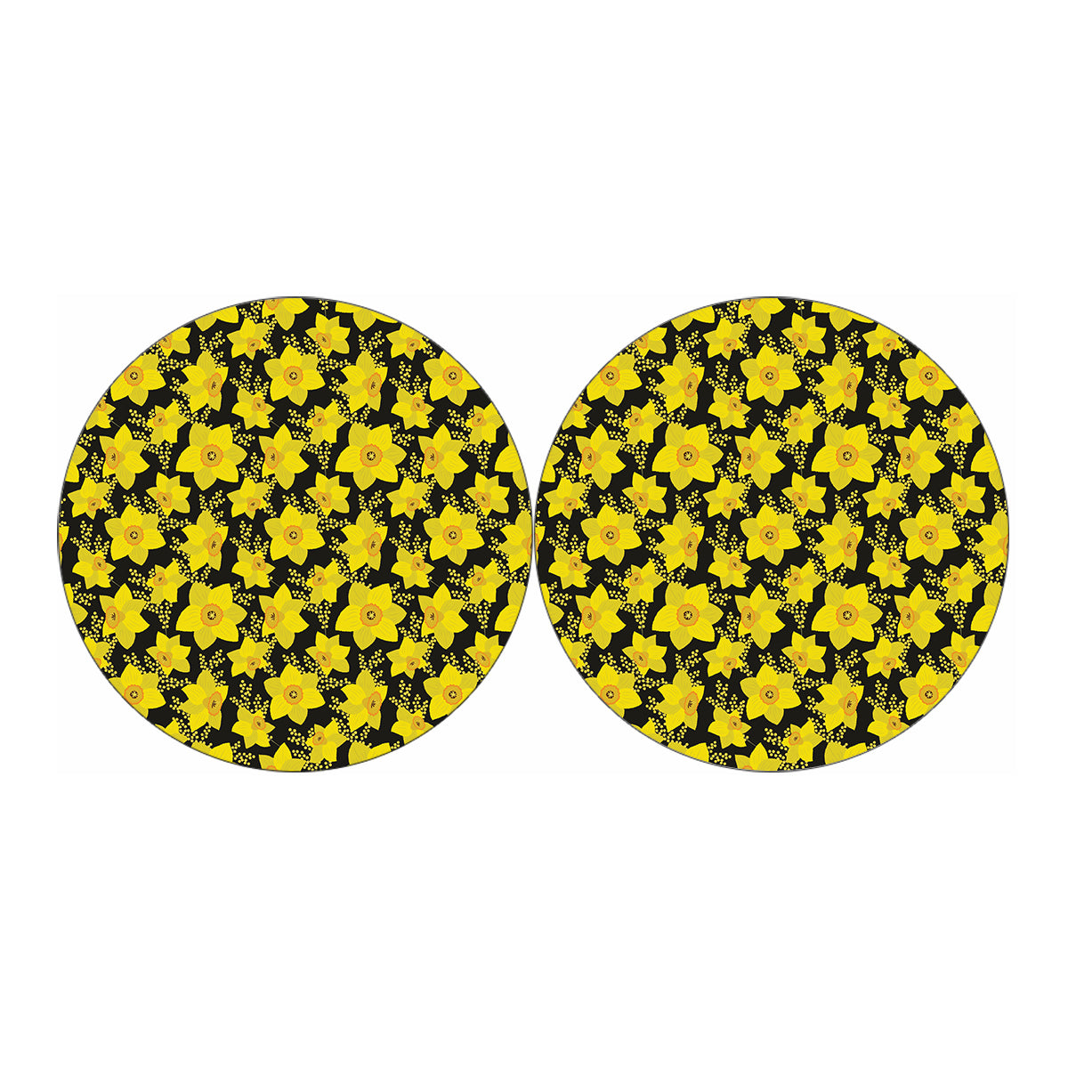 Daffodil And Mimosa Pattern Print Car Coasters