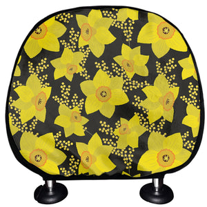 Daffodil And Mimosa Pattern Print Car Headrest Covers