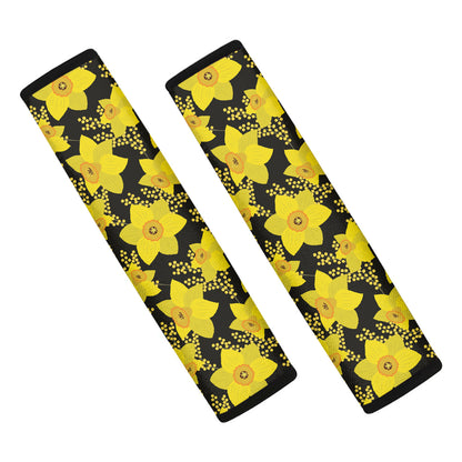Daffodil And Mimosa Pattern Print Car Seat Belt Covers