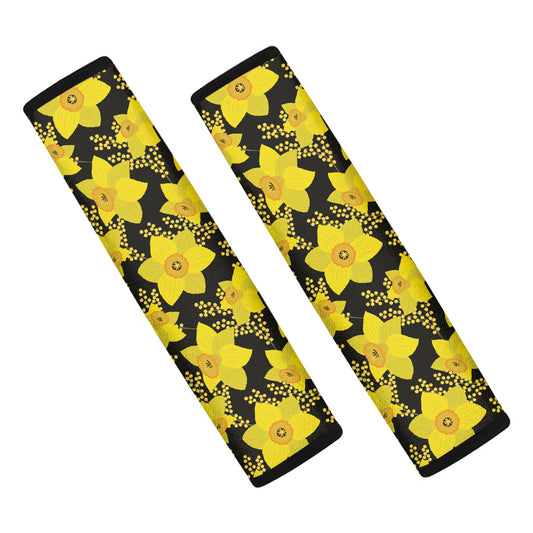 Daffodil And Mimosa Pattern Print Car Seat Belt Covers