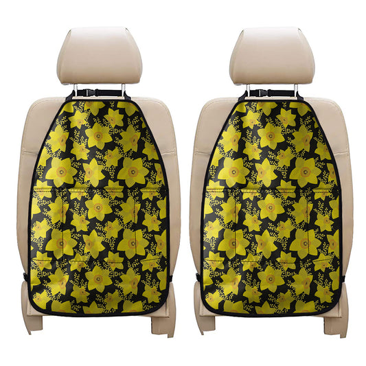 Daffodil And Mimosa Pattern Print Car Seat Organizers