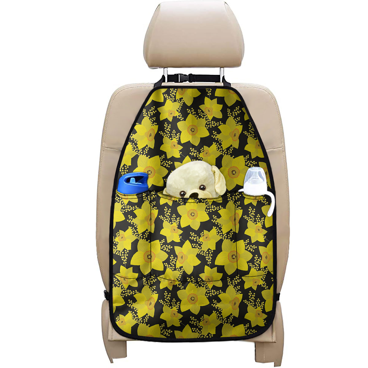 Daffodil And Mimosa Pattern Print Car Seat Organizers