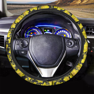 Daffodil And Mimosa Pattern Print Car Steering Wheel Cover