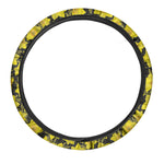 Daffodil And Mimosa Pattern Print Car Steering Wheel Cover