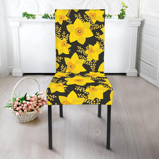 Daffodil And Mimosa Pattern Print Dining Chair Slipcover