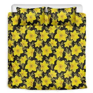 Daffodil And Mimosa Pattern Print Duvet Cover Bedding Set