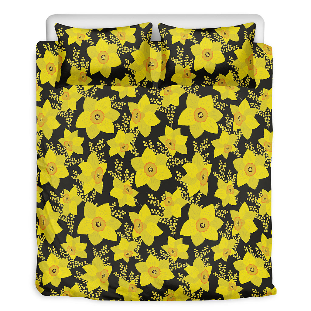 Daffodil And Mimosa Pattern Print Duvet Cover Bedding Set