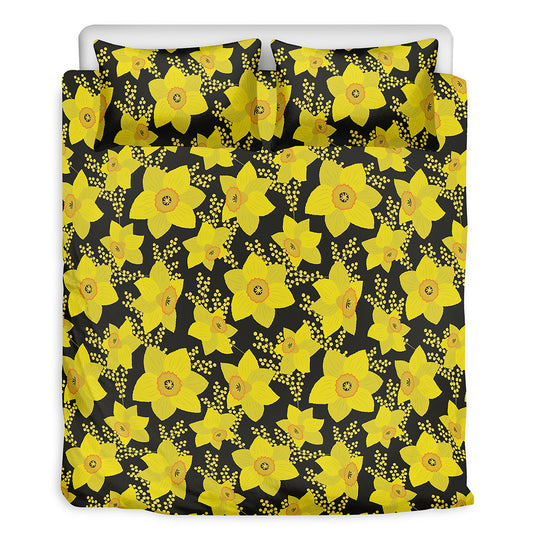 Daffodil And Mimosa Pattern Print Duvet Cover Bedding Set
