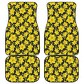Daffodil And Mimosa Pattern Print Front and Back Car Floor Mats