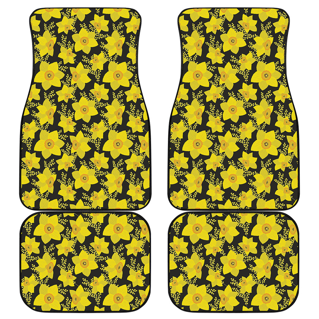 Daffodil And Mimosa Pattern Print Front and Back Car Floor Mats