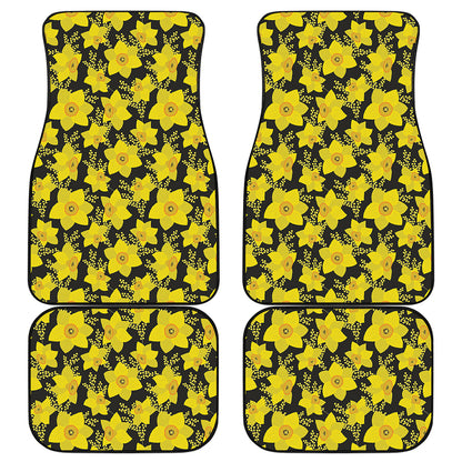 Daffodil And Mimosa Pattern Print Front and Back Car Floor Mats