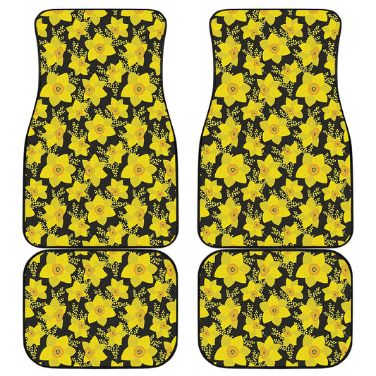 Daffodil And Mimosa Pattern Print Front and Back Car Floor Mats